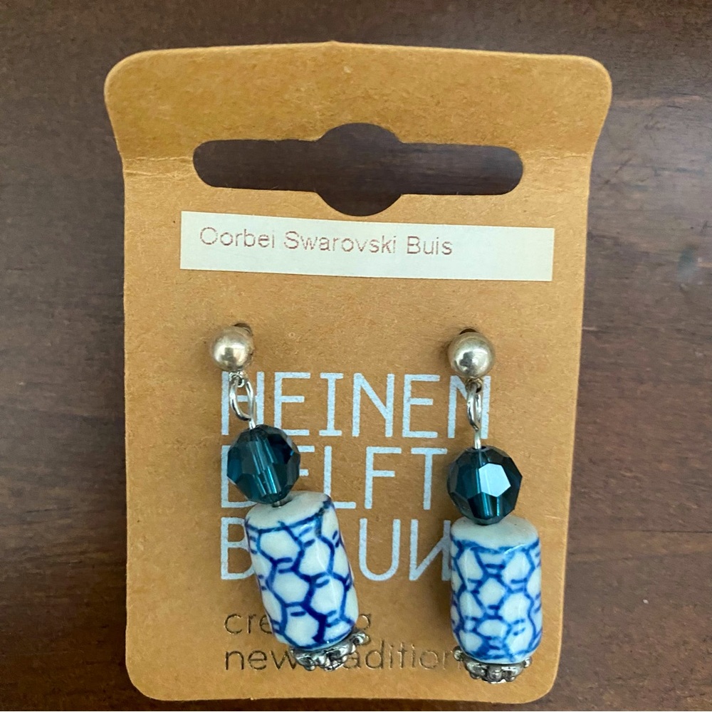 Delft pottery ceramic earrings